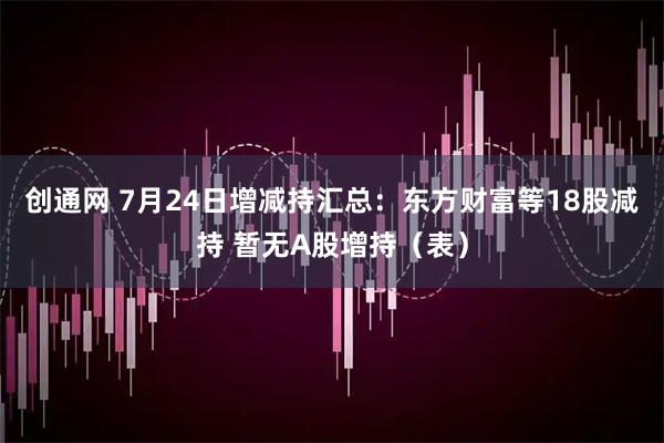 创通网 7月24日增减持汇总：东方财富等18股减持 暂无A股增持（表）